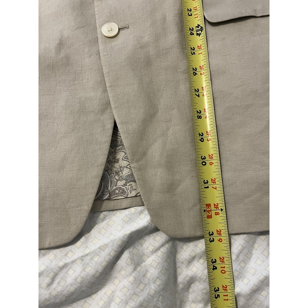 Lauren Ralph Lauren Mens Blazer 44L Tan 100% Linen 2 Button Jacket Coastal Prep - Picture 4 of 9